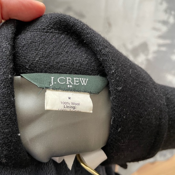 $295 J. Crew Factory black wool blazer preppy leather buttons size 2 - Picture 3 of 6